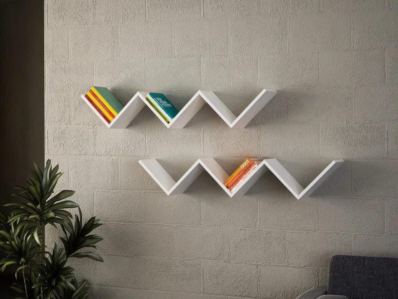 Estante de pared zig zag blanco