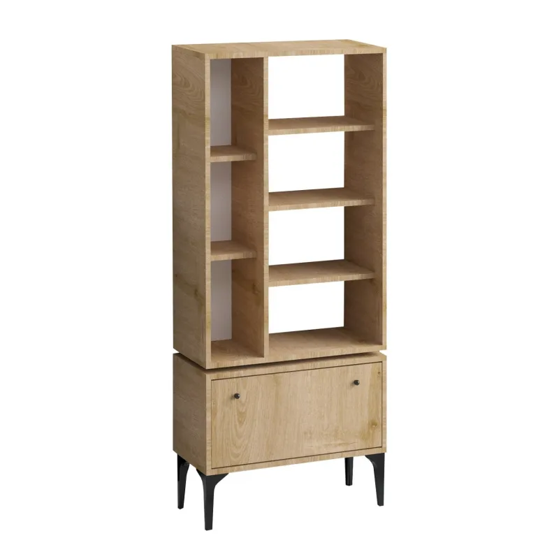 Librería de madera fix - 65 x 30 x 160 cm - roble, negro