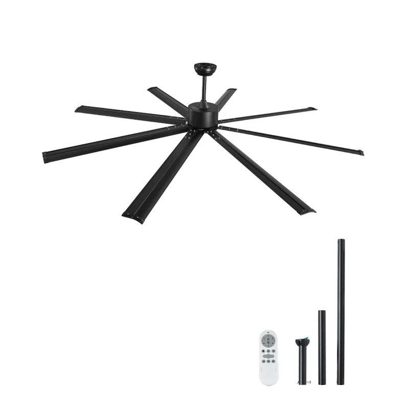 Ventilador de techo 213 cm sin luz, control remoto 6 velocidades, 8 aspas de aluminio, motor cc reversible, ventilador exterior empotrado succebuy