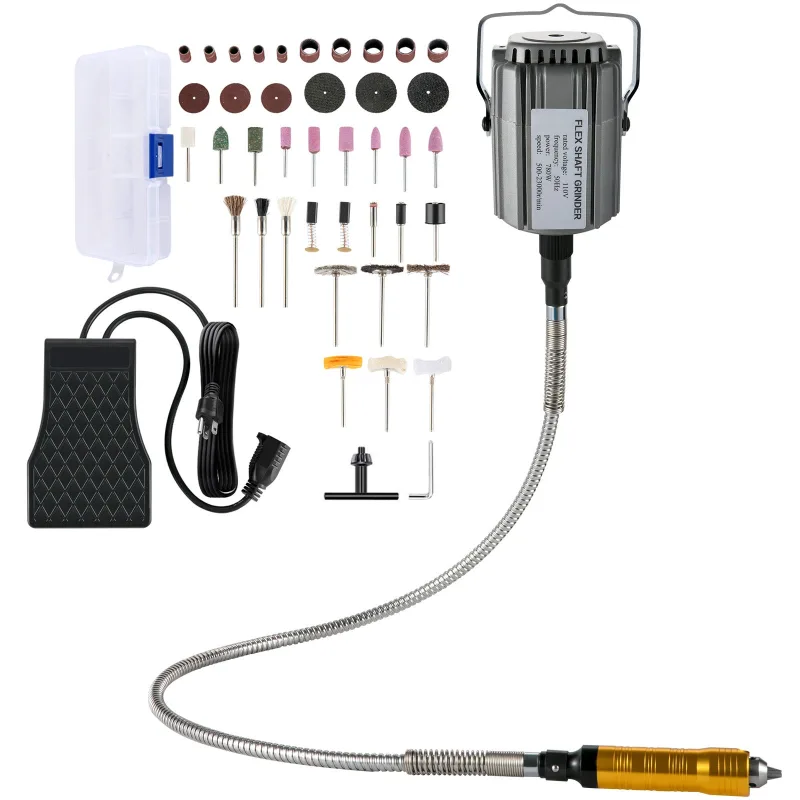 Eje flexible para amoladora,herramienta rotativa succebuy 780 w,tallador 500-23000 rpm con portabrocas 3 mordazas de 1/4,pedal velocidad continua