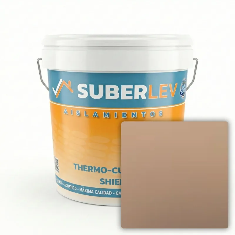 Pintura impermeabilizante térmica thermo-cubiertas shield suberlev cubiertas tejados 15l - teja claro (7 años garantía)