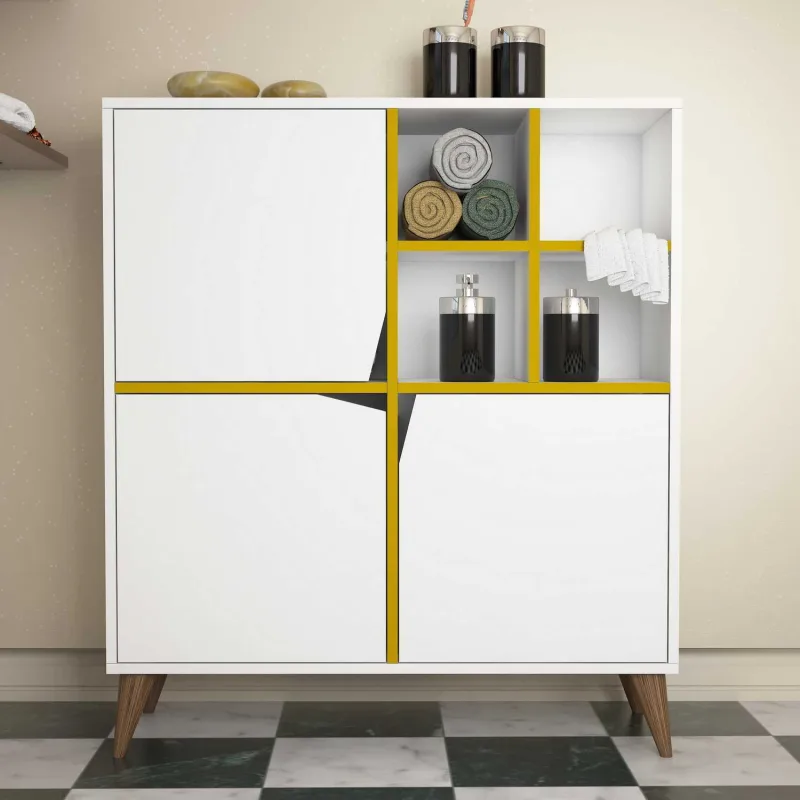 Mueble auxiliar pulse blanco amarillo