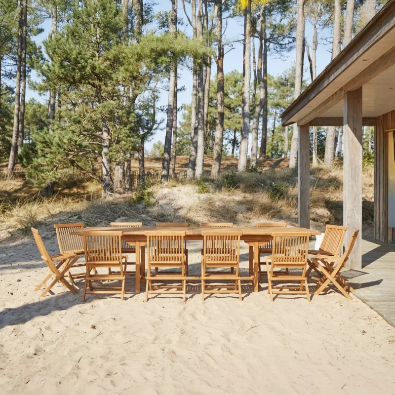 Tikamoon conjunto de exterior rectangular de madera de acacia capri 12