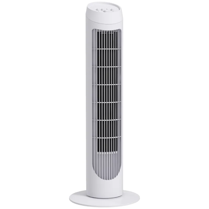Ventilador de torre homcom abs blanco 27x27x75 cm 824-001v90wt