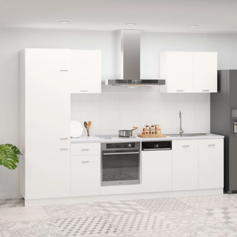 Maison exclusive - conjunto de armarios de cocina de 7 piezas lyon de madera de ingeniería blanca