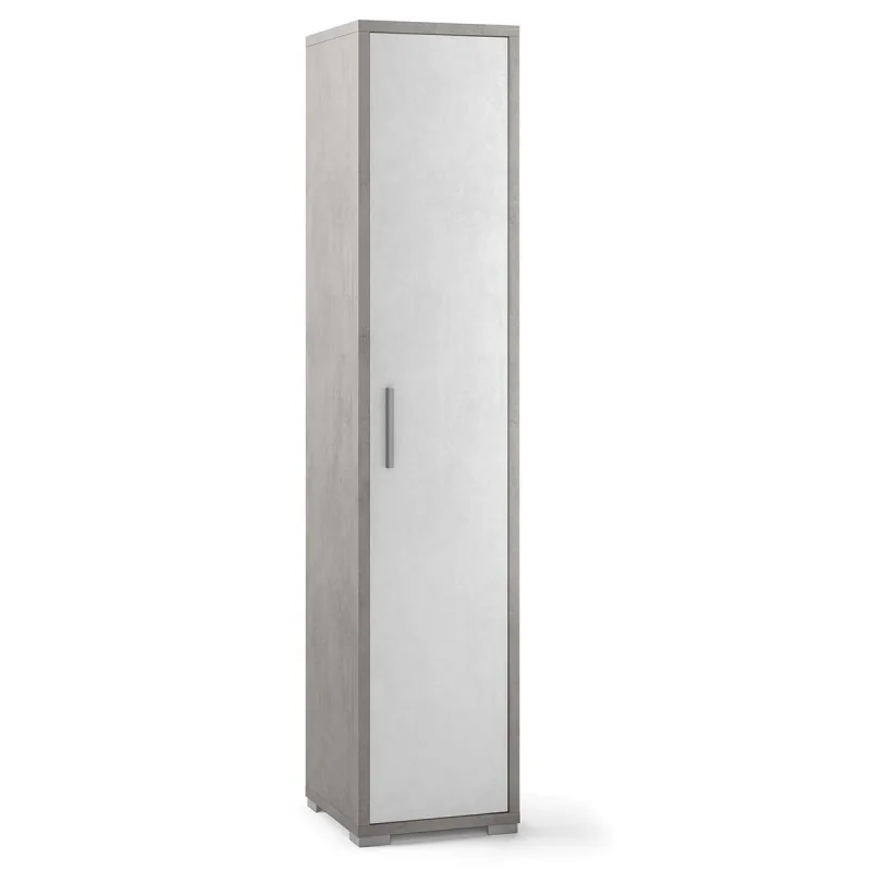 Armario multiusos estrecho en madera de cemento blanco 39x41x h182 cm