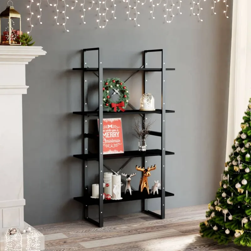 Vidaxl estantería 4 niveles madera maciza de pino negro 80x30x140 cm