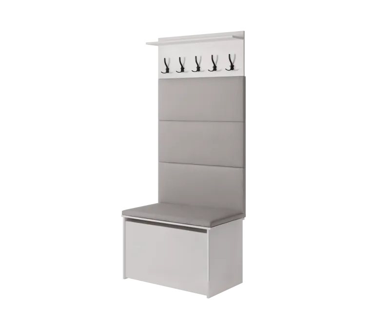 Perchero con zapatero, paneles tapizados