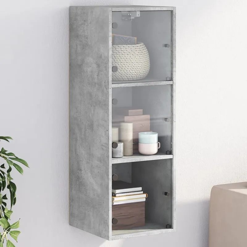 Maison exclusive - mueble de pared puertas de vidrio gris hormigón 35x37x100 cm