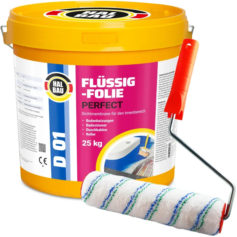 Lámina líquida impermeabilización baño perfecta lámina impermeabilizante + rodillo 10cm d01 - 25kg