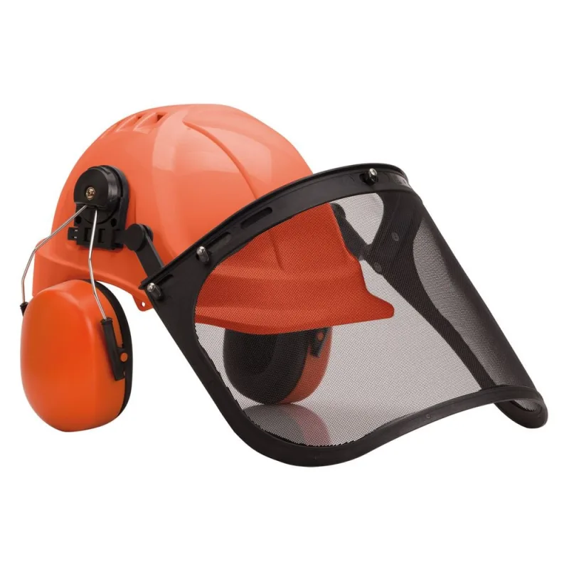 Kit forestal profesional de casco abs, orejeras y visor malla combi portwest pw98