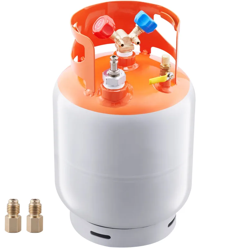 Tanque recuperación refrigerante con interruptor de flotador, capacidad 30 lb para aire acondicionado, con adaptador 1/4 a 1/2, reutilizable succebuy