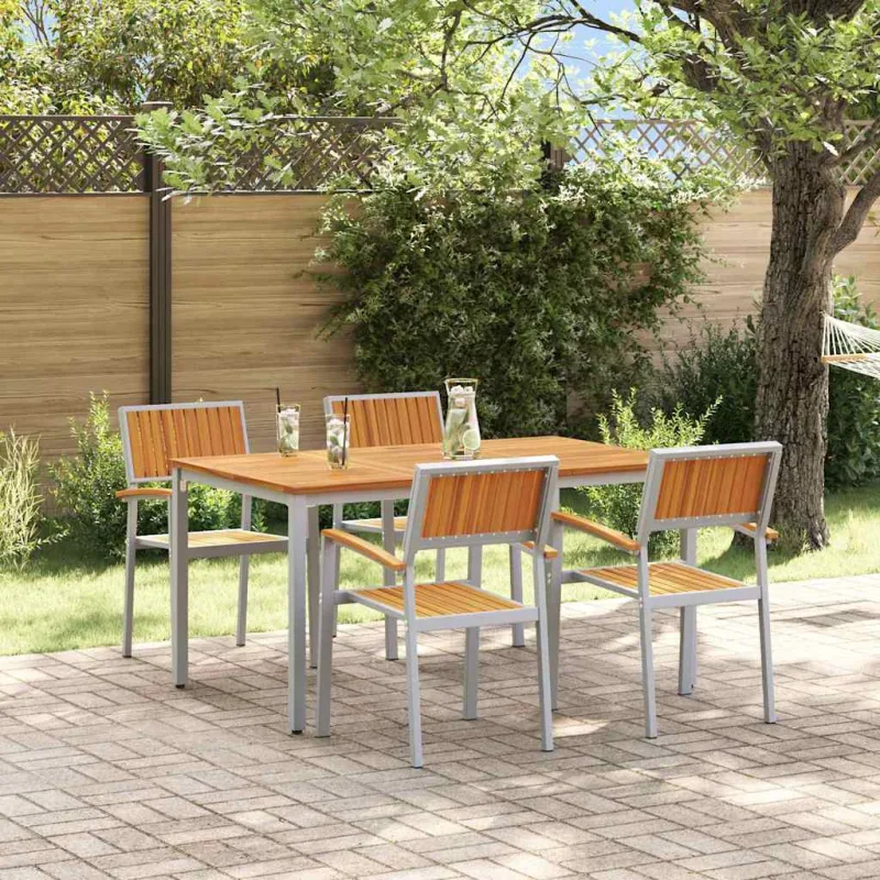 Conjunto de comedor de jardín 5 pcs gris vidaxl
