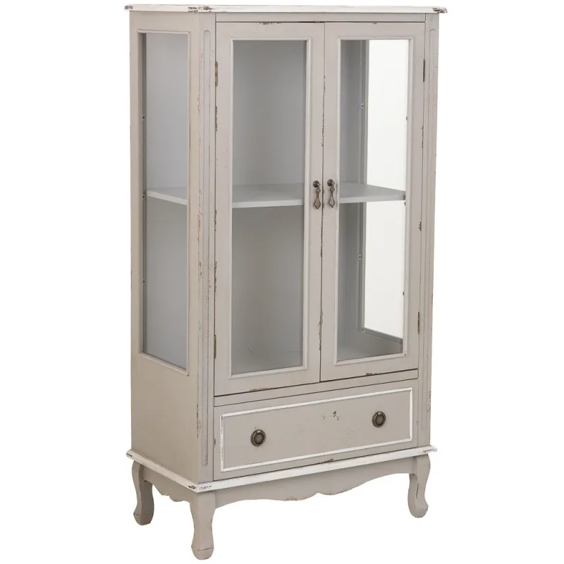 Vitrina de madera con 1 cajón y 2 puertas 80x42x148h cm