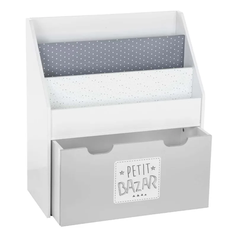 Wellhome estantería con contenedor y ruedas 63x30x70 cm en gris