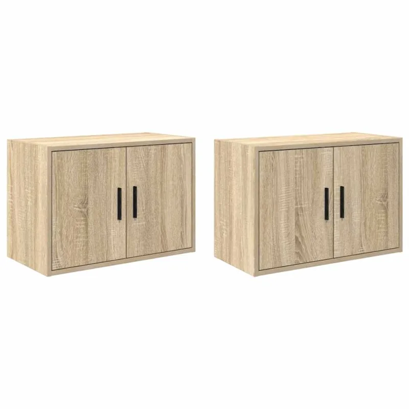 Armarios de pared 2 uds para garaje madera de ingeniería 60 x 30 x 41 cm / marrón