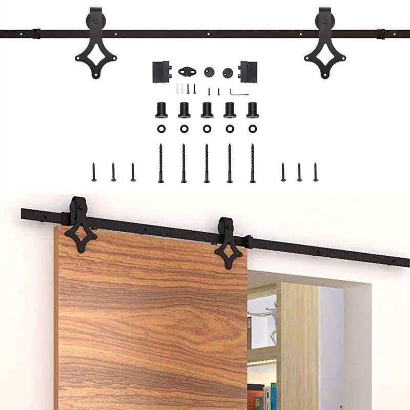Sistema de puerta corredera, juego de accesorios para riel de piso, puerta enrollable de madera, riel de vidrio, 150 kg, 200 cm