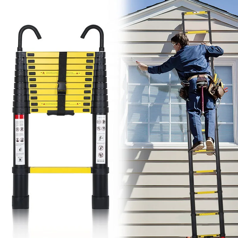 Escalera telescópica 3,2m escalera telescópica plegable con asaescalera simple recta carga máx. 150 kg