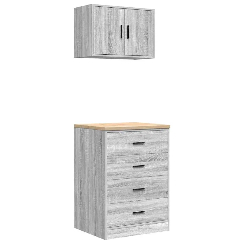 Armarios 2 uds para garaje madera ingeniería gris sonoma v1861 60 x 51 x 85 cm / gris