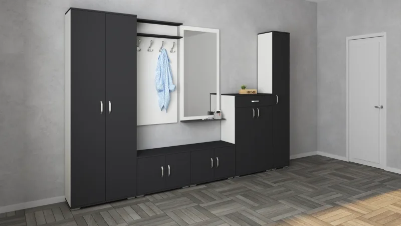 Conjunto recibidor haaus como v1, antracita/blanco, l 300 cm