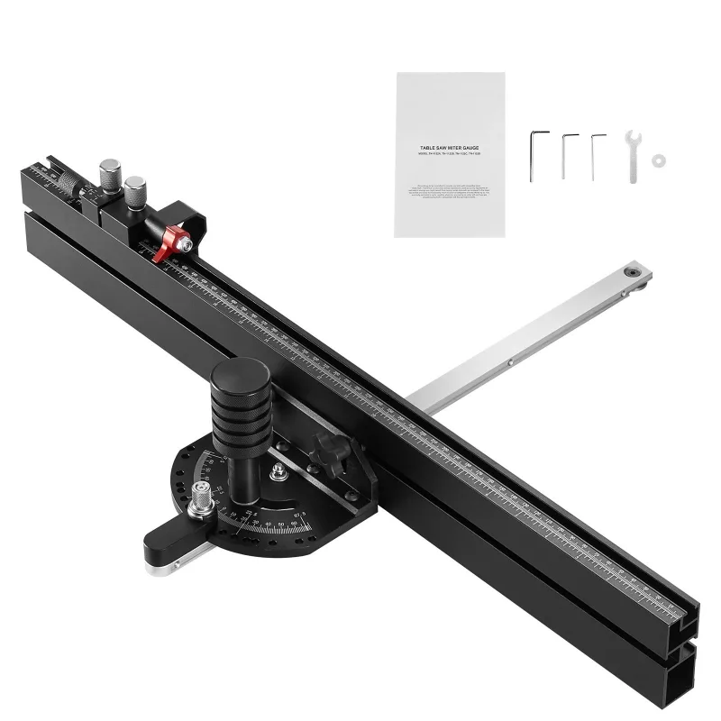 Medidor inglete precisión,succebuy sierra mesa aleación aluminio,ranura 19x10 mm,regla 61 cm,15 topes,pistón ajustable
