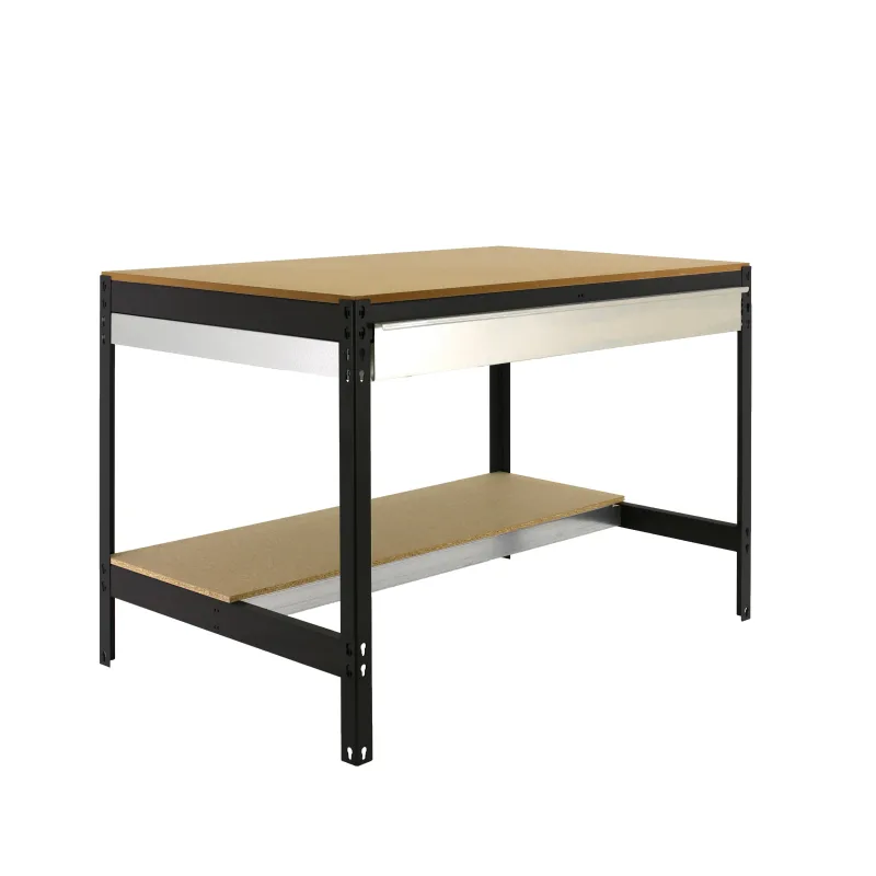 Banco de trabajo metalico de color antracita/madera con capacidad de carga de 400kg