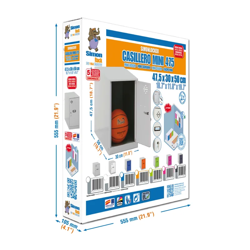 Casillero metálico simonlocker (47,5x30x50cm) antracita y naranja