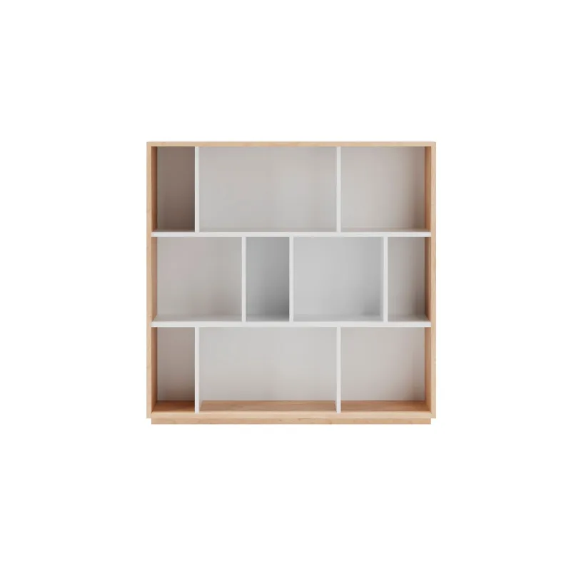 Estantería librería, colección nack, con 3 niveles de altura en melamina color roble-blanco