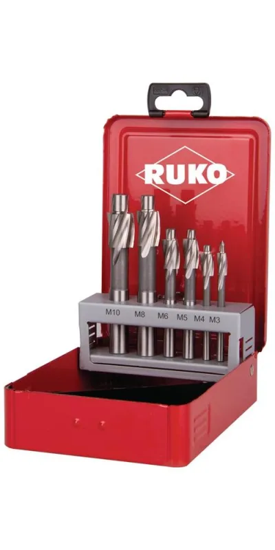 Juego de 6 avellanadores planos hss din 373 paso fino ruko 102450