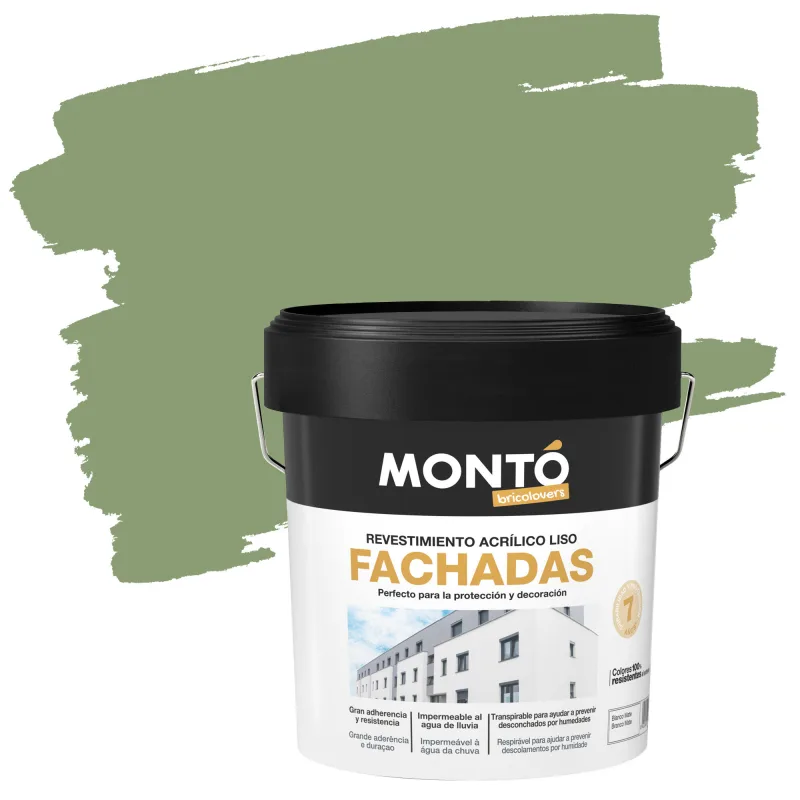 Pintura exterior color verde tropical para cemento, fachada montó mate 12l base agua