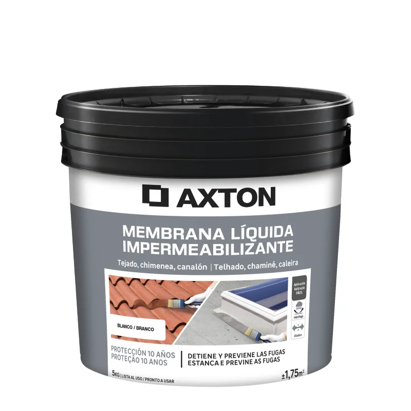 Silicona liquida exterior axton color blanco para tejados, terrazas, suelos de hormigón, cemento 5kg. acrílico. para impermeabilizar.