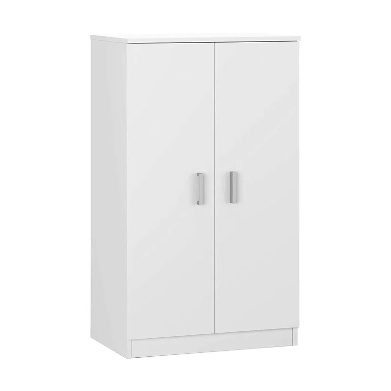 Armario multiusos 2 puertas arful, zapatero, mueble bajo con 6 estantes, zapatero bajo moderno, 75x36h101 cm, blanco