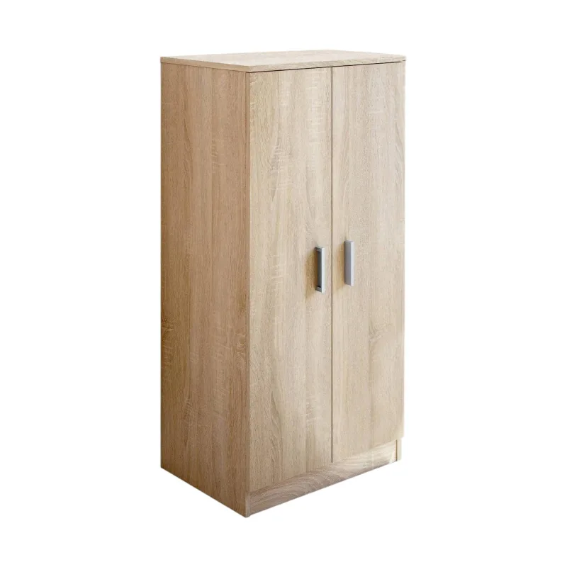 Armario multiusos 2 puertas, 6 estantes de apertura, 2 puertas, 55x108h cm roble marrón - akimera