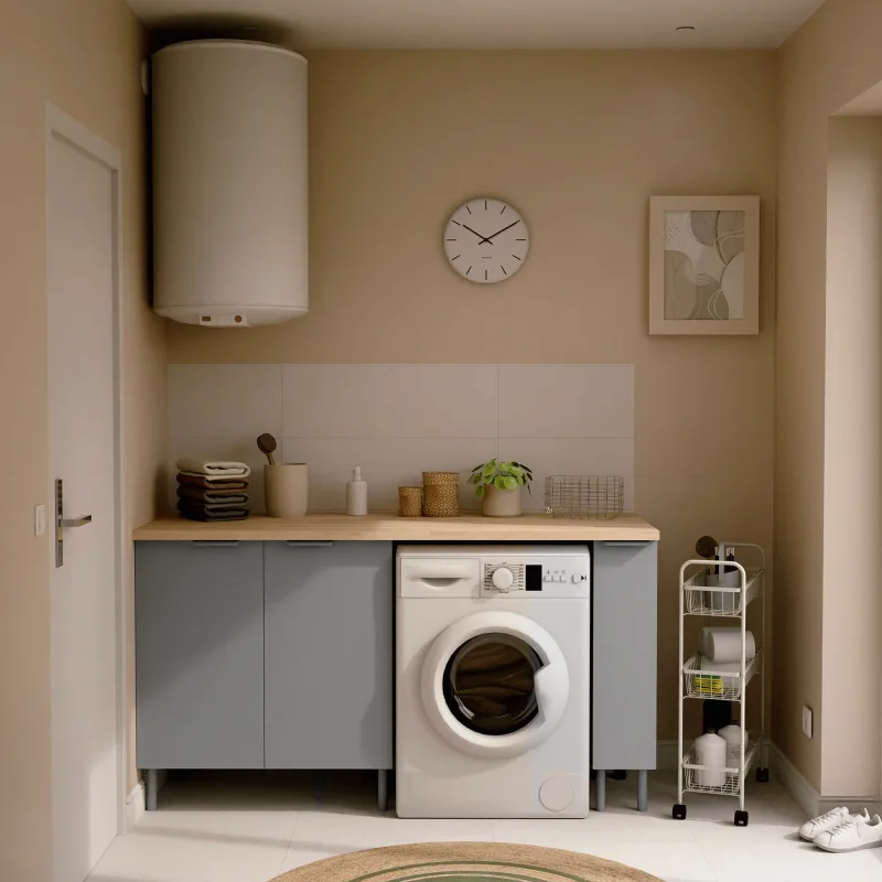 Mueble lavadero en kit eleki gris 162cm 2 bajos an 20/80 cm + encimera eleki 246 cm