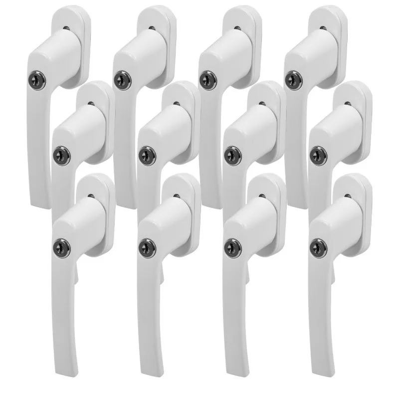 Diseño de manija de ventana, perilla de bloqueo bloqueable, manijas de ventana de aluminio pulido blanco para balcón, 12x