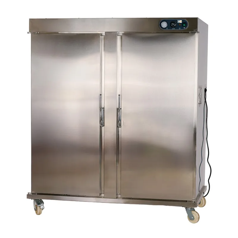 Cleiton® armario mantenedor de calor 2 puertas con ruedas de 154x93 cm | carro caliente catering de 22 bandejas gn 1/1 con temperatura 0/100°c y 5240w