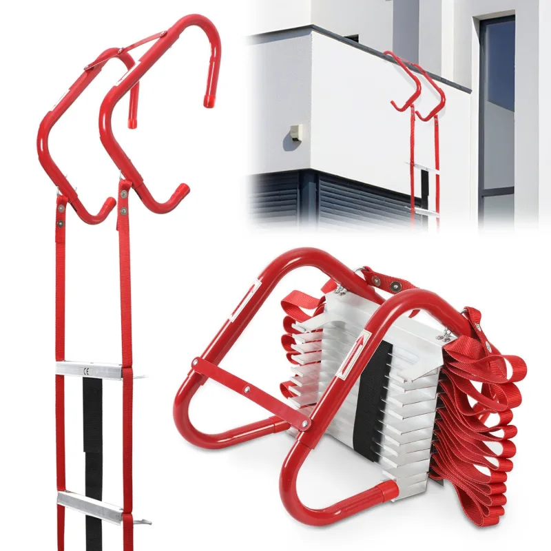 Escalera de cuerda para evacuación y rescate en caso de incendio escalera de seguridad para incendios de gran resistencia con hebilla de seguridad