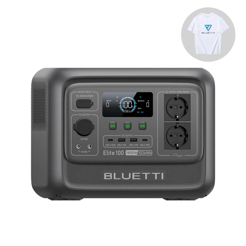 Bluetti elite 100 v2 generador solar, 1024wh lfp batería respaldo, 2 tomas ca 1800w (3600w pico),energía para acampar, cortes, ups backup (2025 nuevo)