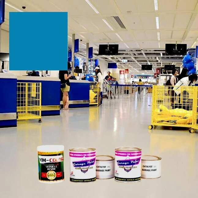 Kit imprimación y acabado pintura para garaje resina epoxi dos componentes pintura para suelos ultra resistente 10 m² color azul 5015