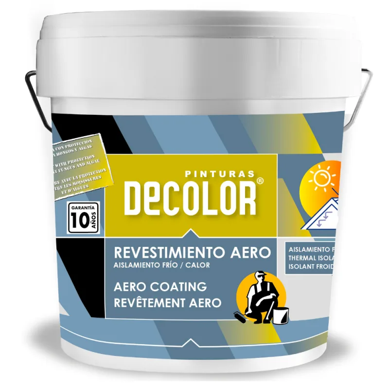 Revestimiento aero con aislante térmico. decoración y protección con aspecto mineral. blanco. 14 lt