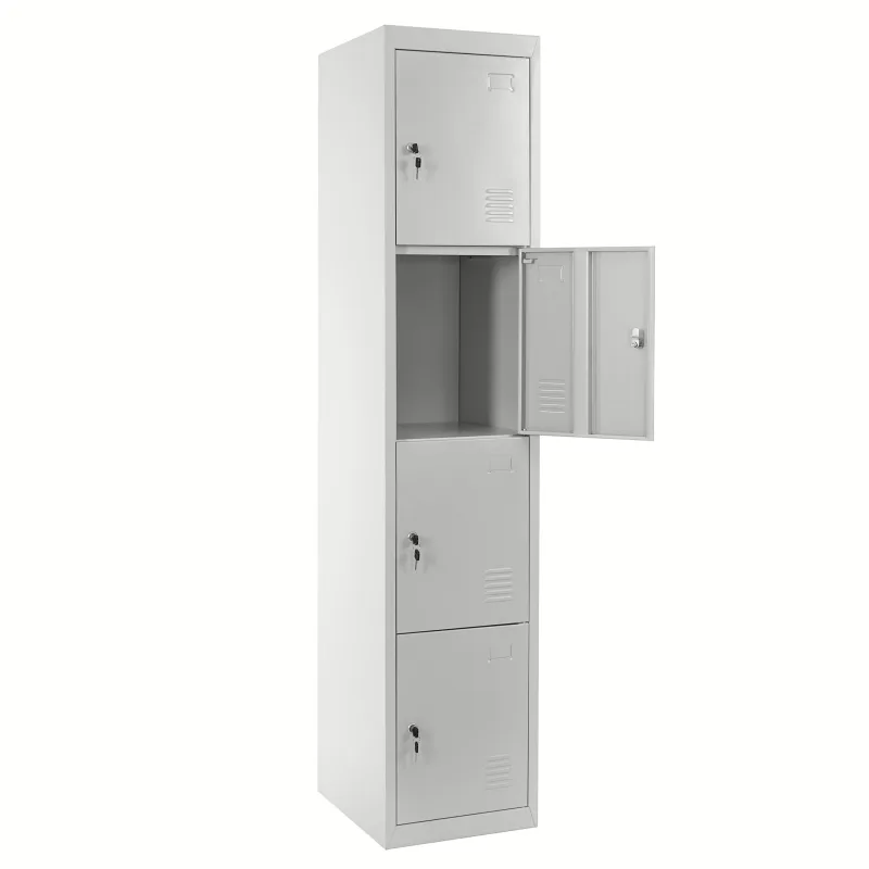 Mueble de oficina con cajones cuatro puertas con cerradura 180x38x45cm metal gris 04_0001650