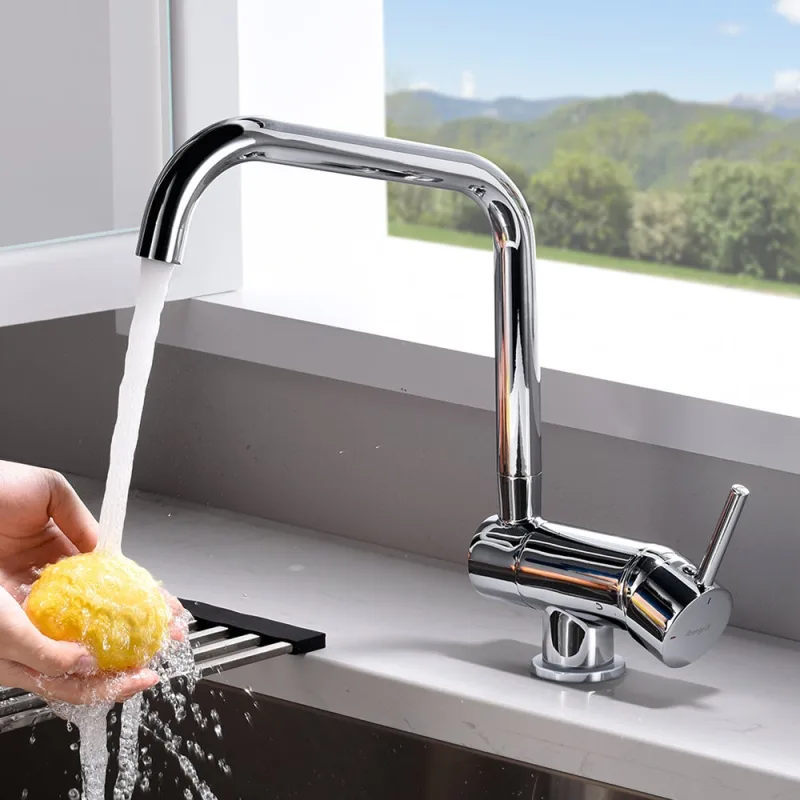 Ibergrif, grifo de cocina abatible, griferia para fregadero monomando, cromo