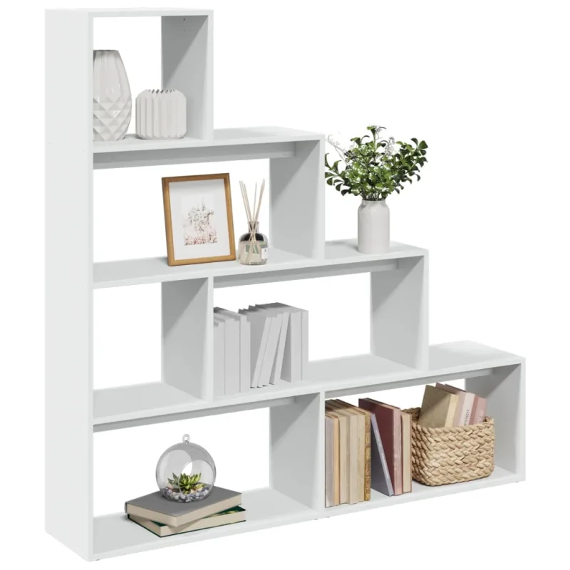 Maison exclusive - librería divisora 4 niveles madera blanca 143,5x29x143,5 cm