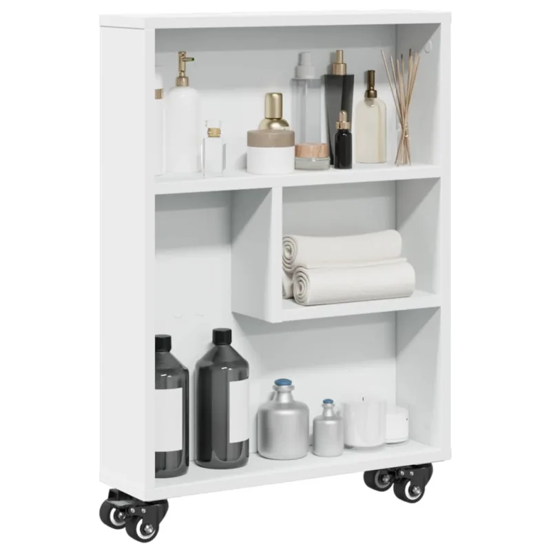 Maison exclusive - carrito de almacenaje estrecho madera blanco 48x13x68 cm