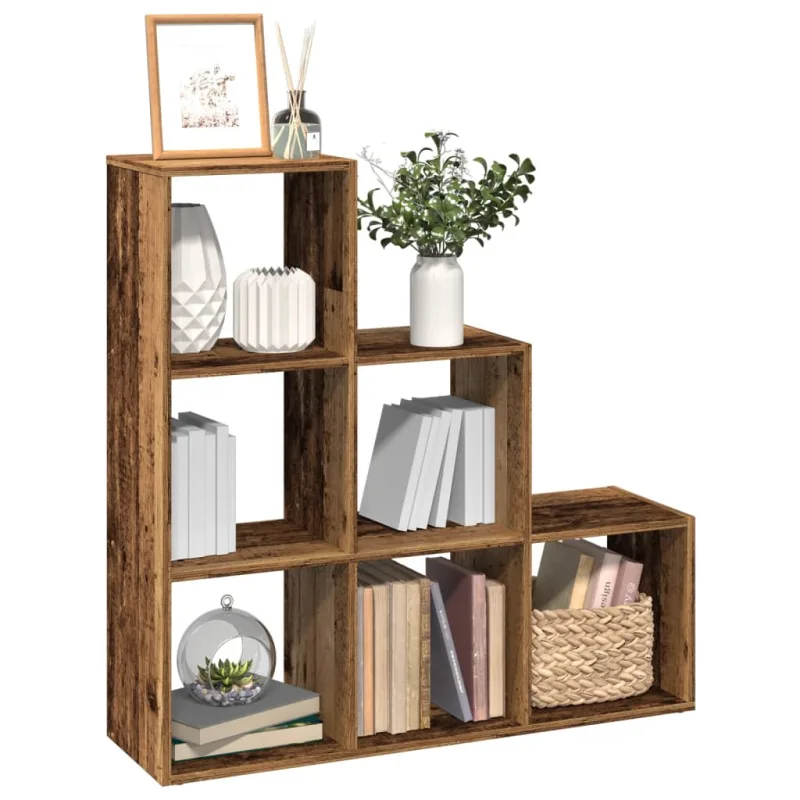Maison exclusive - librería divisor 3 niveles madera envejecida 99x29x99 cm