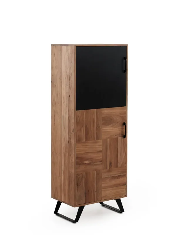 Estante con 2 puertas de madera maciza de acacia reciclada