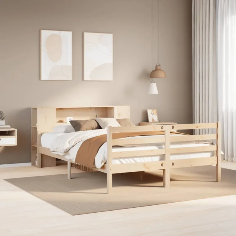 Maison exclusive - cama con estantería sin colchón madera maciza de pino 140x190cm