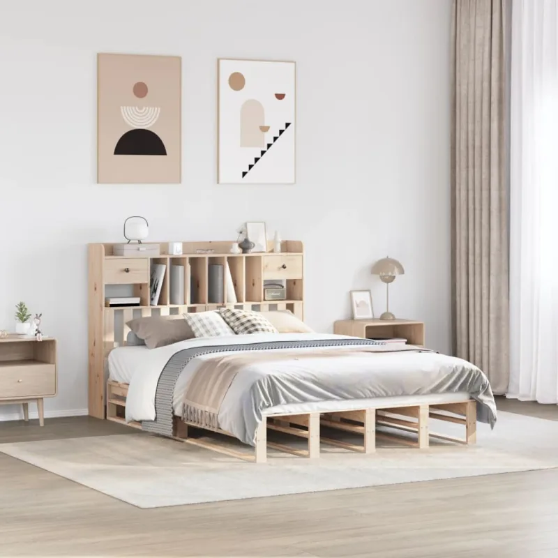 Maison exclusive - cama con estantería sin colchón madera maciza de pino 140x190cm
