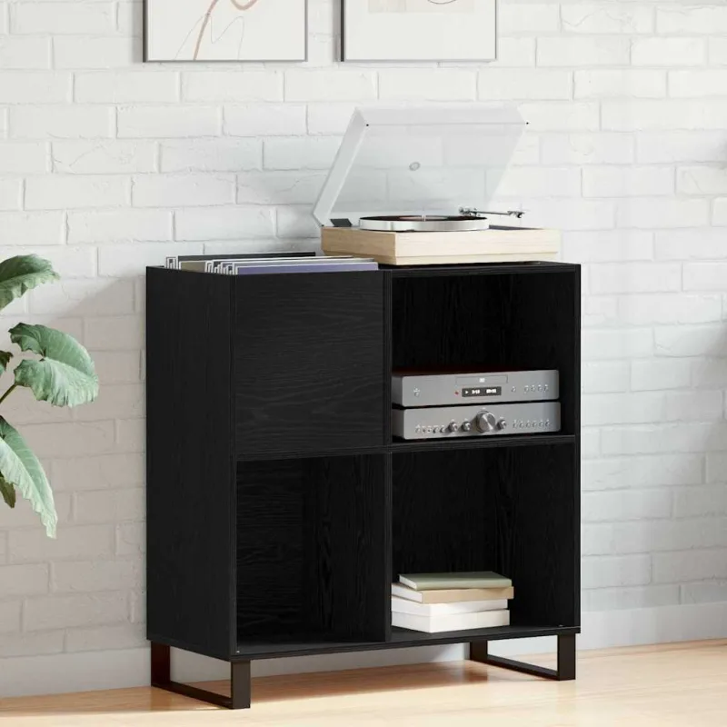 Maison exclusive - mueble para discos de vinilo roble negro 85 x 38 x 89 cm