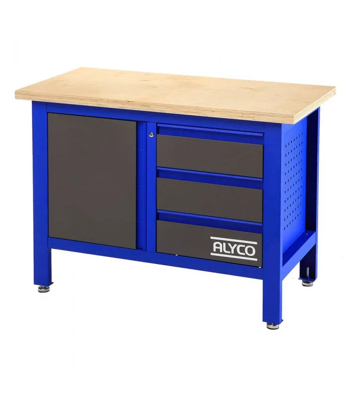 Mesa trabajo 3 caj+portón 1200x600x865mm alyco